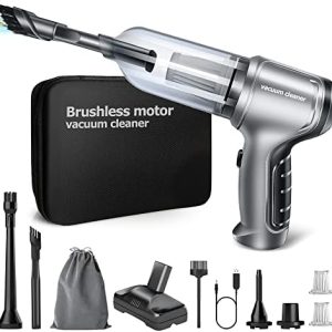 Car Vacuum 15000PA 3 IN 1 Brushless Motor Handheld Vacuum Cordless Rechargeable Portable Mini Wireless Vacuum Cleaner Car Accessories for Men, Women,Car,Desktop Home Cleaning (Silver Grey)