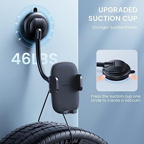 Qifutan Cell Phone Holder for Car Phone Mount Long Arm Dashboard Windshield Car Phone Holder Anti-Shake Stabilizer Phone Car Holder Compatible with All Phone Android Smartphone - Image 3