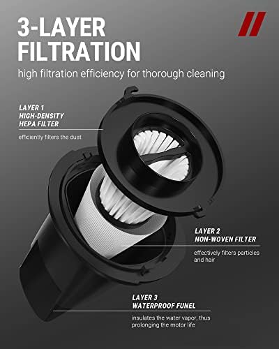 VacLife Handheld Vacuum Cleaner - Car Vacuum Cordless Rechargeable with High Power Suction, Wireless Mini Portable Vacuum for Car/Home, Silver&Black (VL106) - Image 3