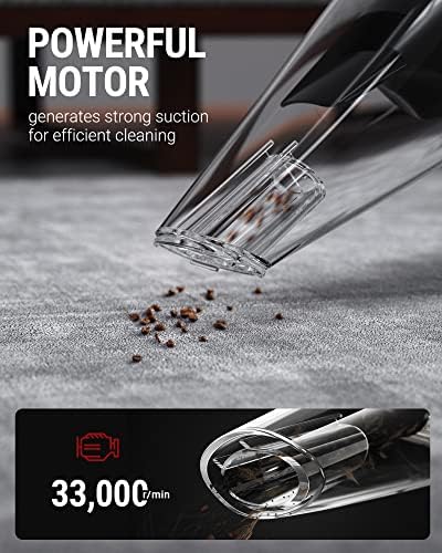 VacLife Handheld Vacuum Cleaner - Car Vacuum Cordless Rechargeable with High Power Suction, Wireless Mini Portable Vacuum for Car/Home, Silver&Black (VL106) - Image 4
