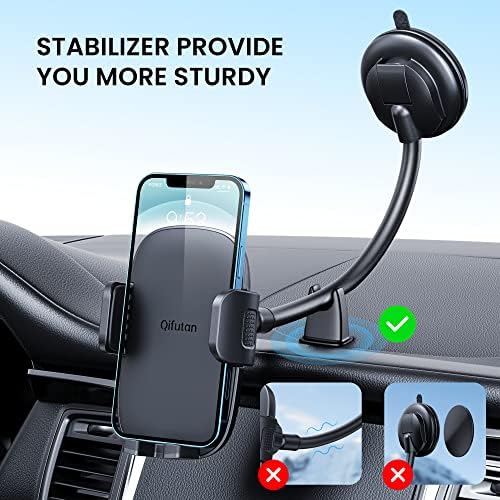 Qifutan Cell Phone Holder for Car Phone Mount Long Arm Dashboard Windshield Car Phone Holder Anti-Shake Stabilizer Phone Car Holder Compatible with All Phone Android Smartphone - Image 2