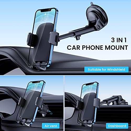 Qifutan Car Phone Holder Mount Phone Mount for Car Windshield Dashboard Air Vent Universal Hands Free Automobile Cell Phone Holder Fit iPhone - Image 2