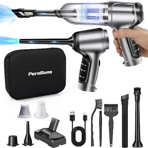 PeroBuno Electric Air Duster for Computer Cleaning, 150000RPM Powerful, Mini Vacuum for Car Cleaner 15KPa- Compressed Air Duster- Canned Air- Keyboard Cleaner 3-in-1