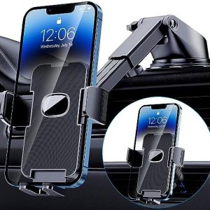 Phone Holder Car Mount for iPhone [Powerful Suction]Phone Mount for Car Dashboard Windshield Air Vent Universal Accessories [Thick Cases Friendly]Automobile Cell Phone Holder Fit for iPhone Smartphone