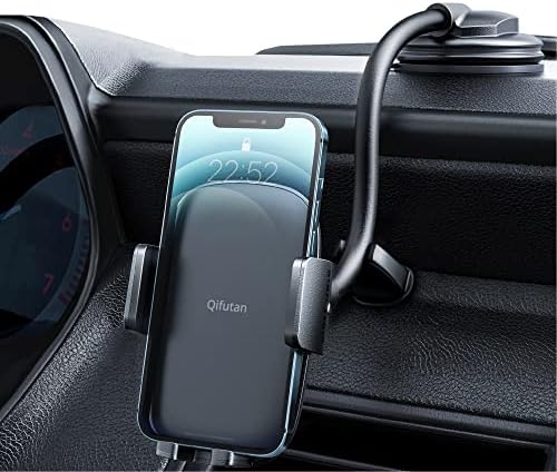 Qifutan Cell Phone Holder for Car Phone Mount Long Arm Dashboard Windshield Car Phone Holder Anti-Shake Stabilizer Phone Car Holder Compatible with All Phone Android Smartphone