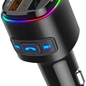Upgraded Criacr V5.0 Bluetooth FM Transmitter for Car, QC3.0 Charge & 7 RGB Color LED Backlit Wireless FM Radio Car Adapter, Support Siri Google Assitant, U Disk, SD Card, Hands-Free Calls Kit