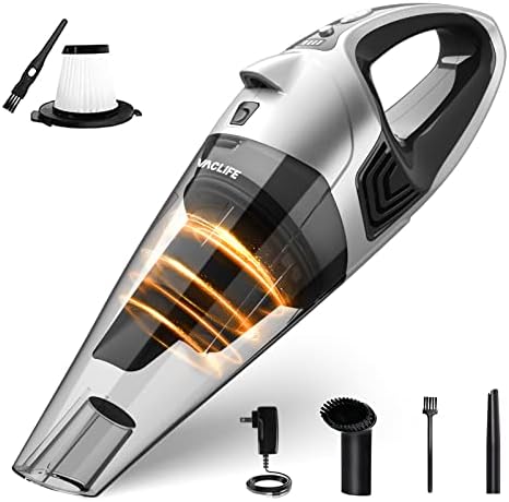 VacLife Handheld Vacuum Cleaner - Car Vacuum Cordless Rechargeable with High Power Suction, Wireless Mini Portable Vacuum for Car/Home, Silver&Black (VL106)